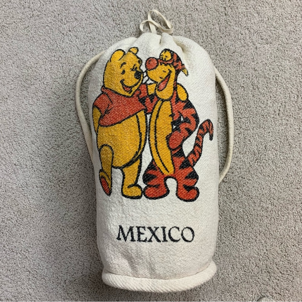 Vintage 80's WINNIE The POOH & TIGGER Cream White DUFFLE Bag BACKPACK